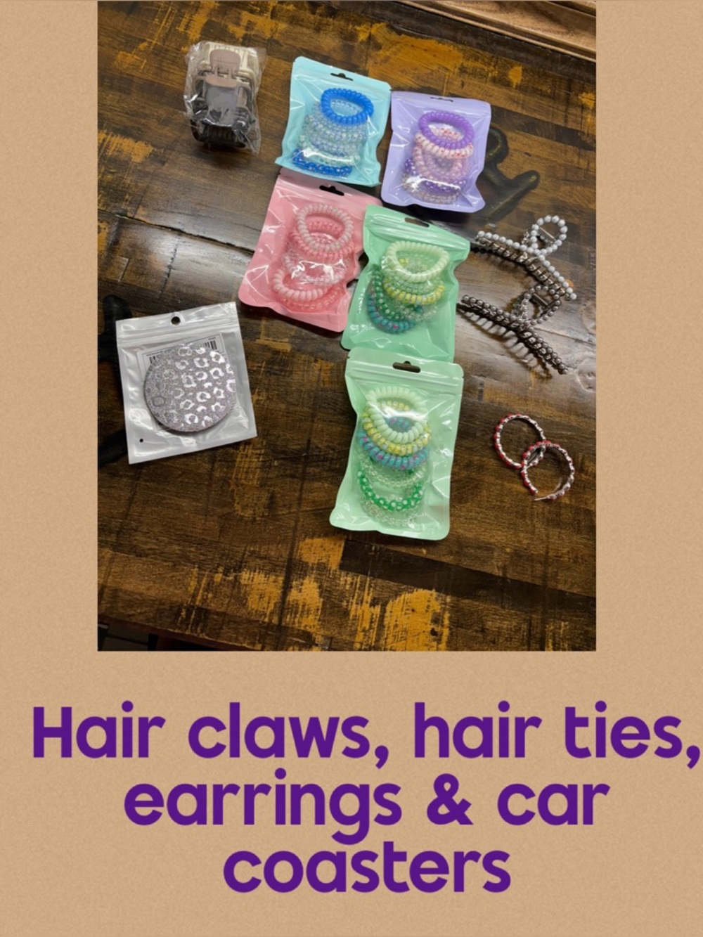 Assorted Hair Ties, Claws & Beaded Earrings Set - Multicolor